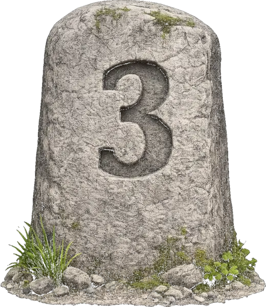 Stone milestone three, marking the preparation threshold