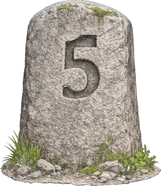 Stone milestone five, marking the Himalayan expedition